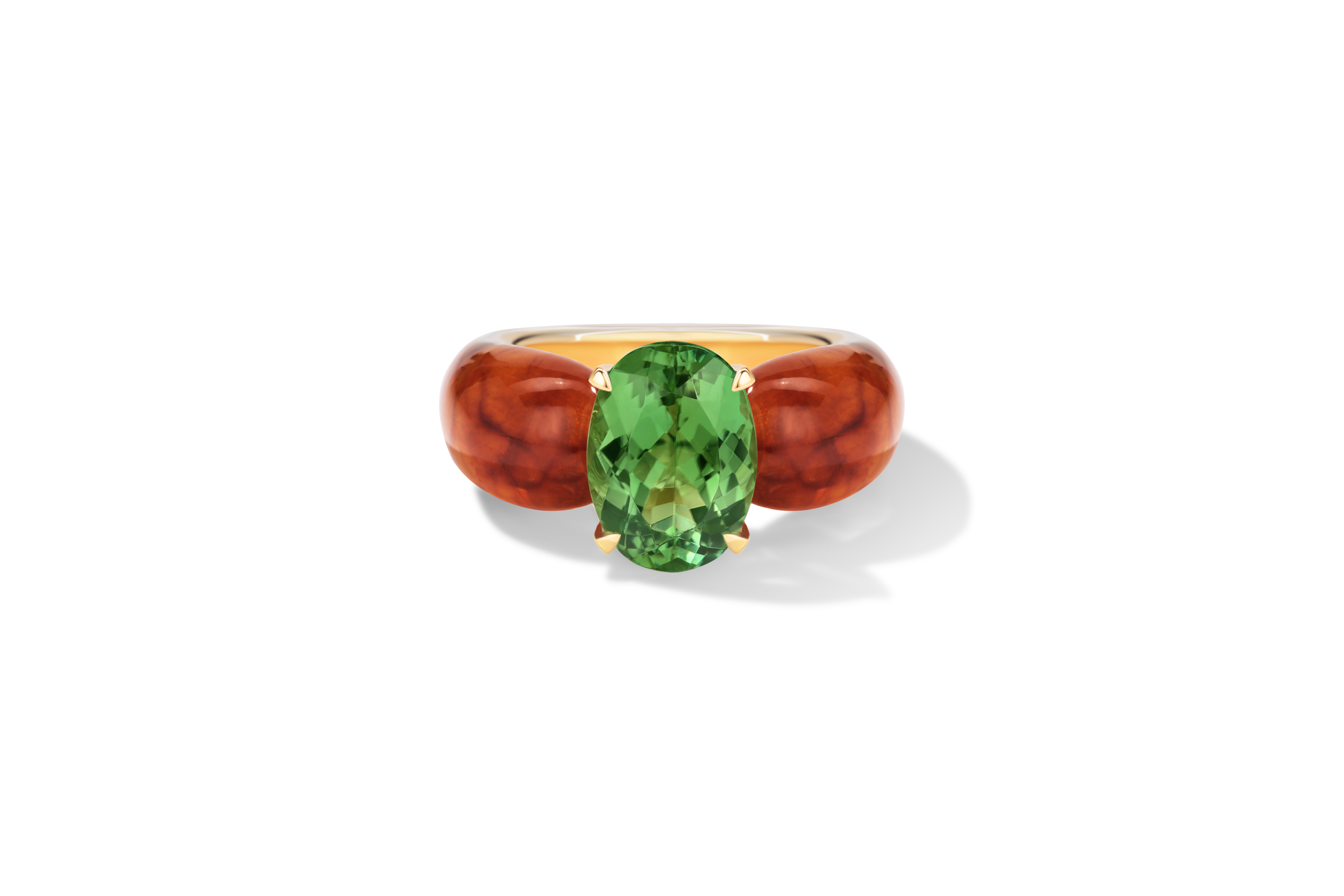 Ring with tourmaline and amber