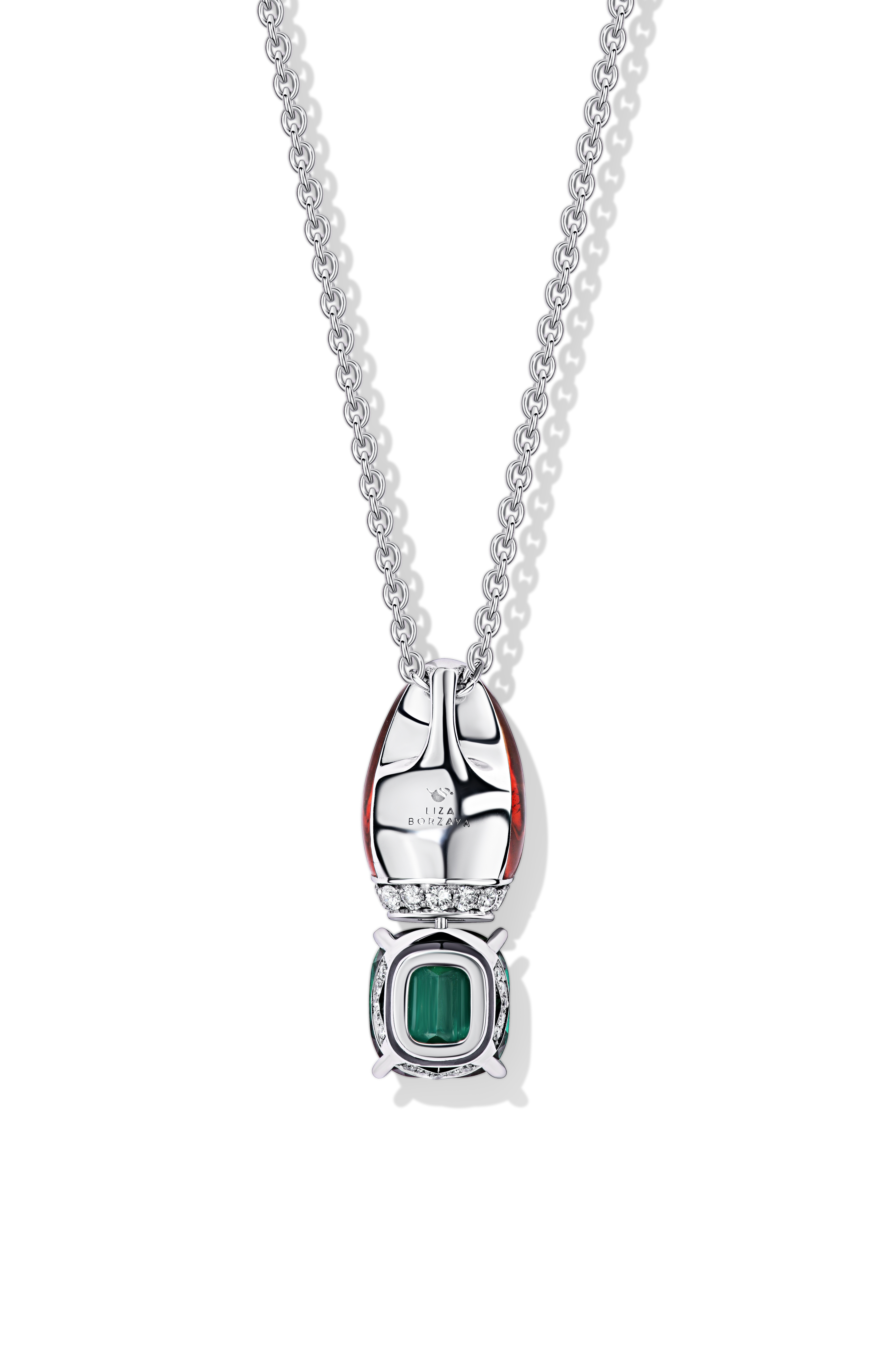 Подвеска с янтарем и тумалином 5,3 ct