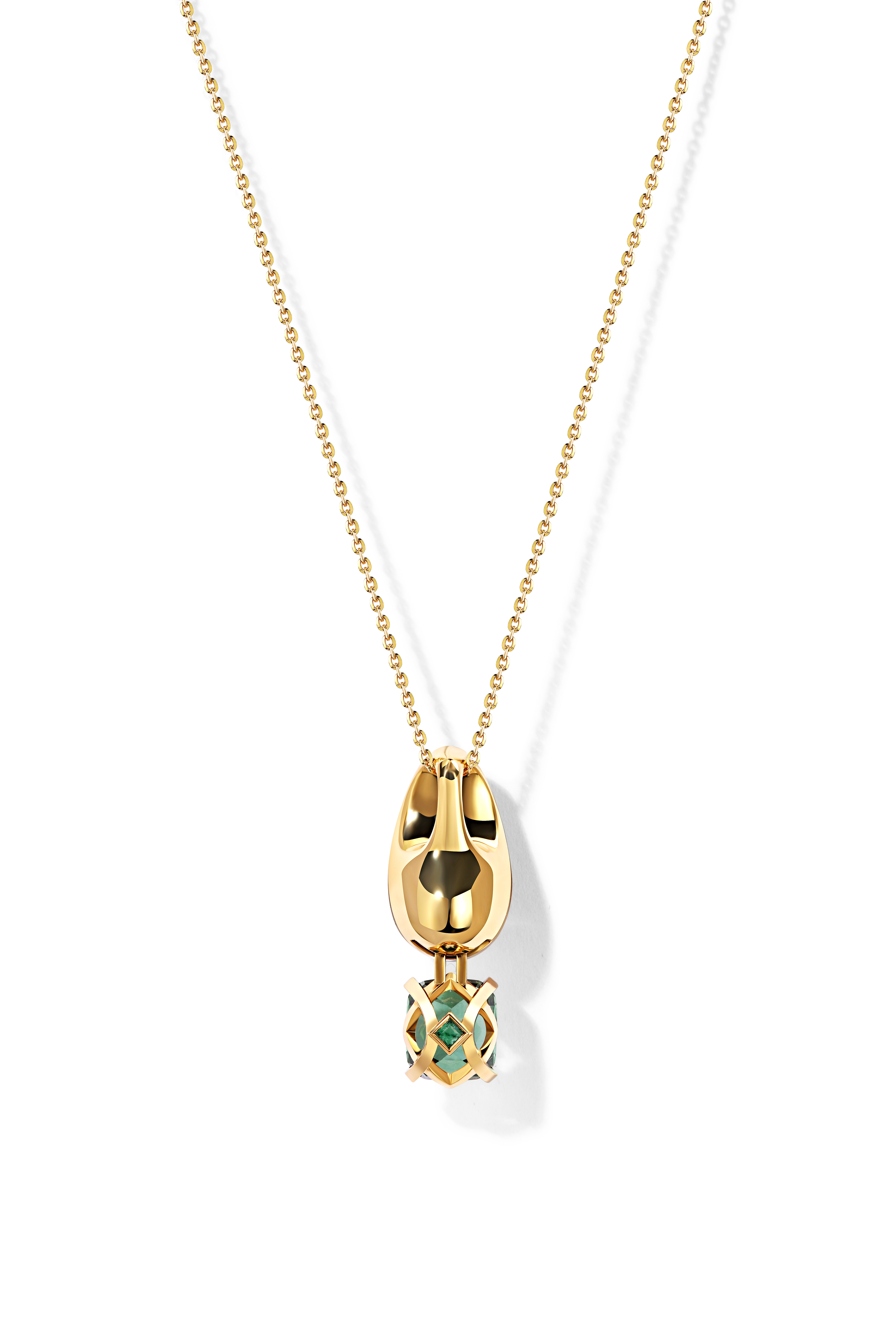 Pendant with amber and tourmaline