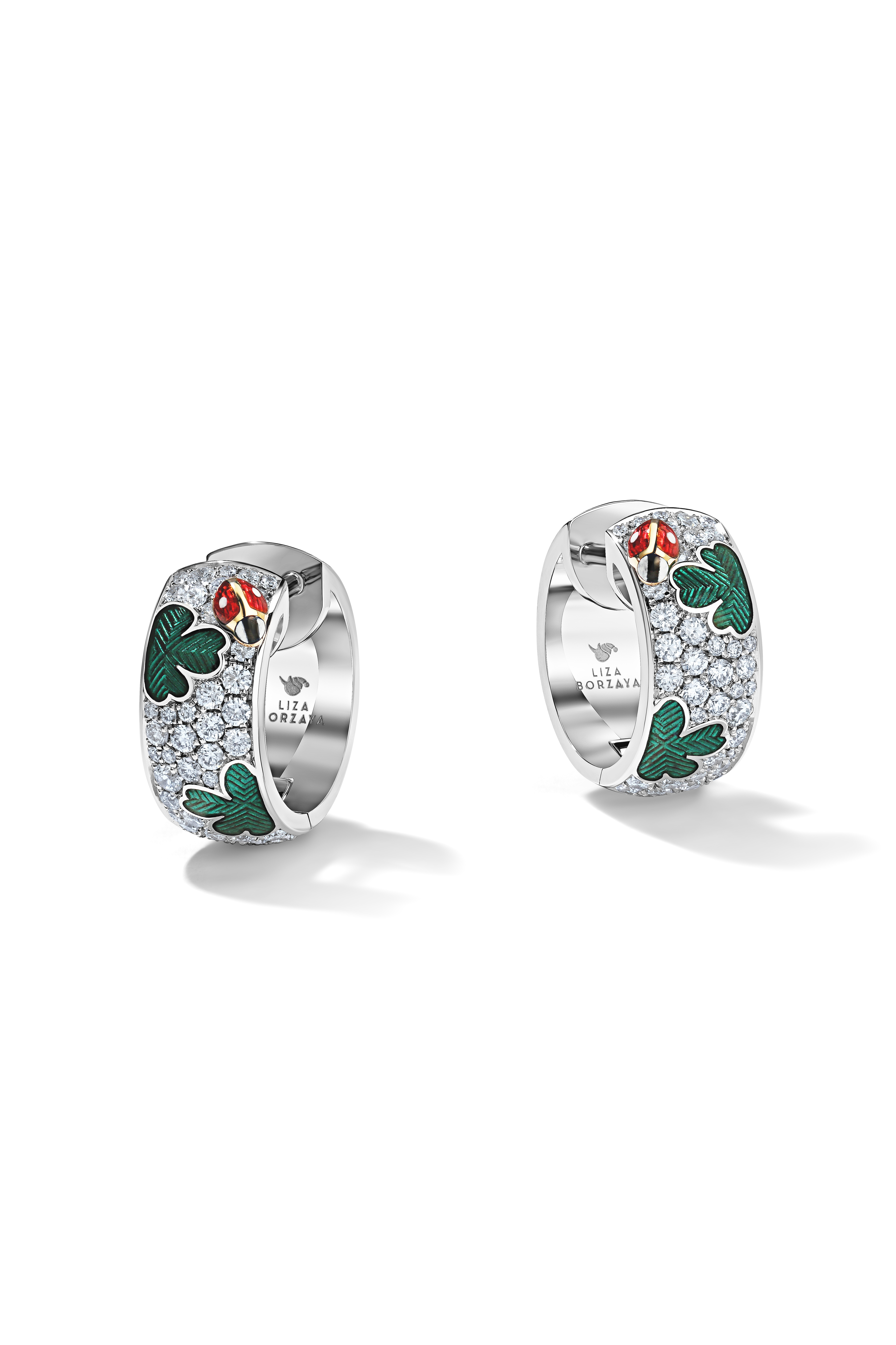 Ladybug Clover Pavé Earrings