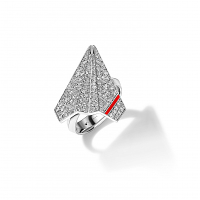 Airplane ring with diamonds
