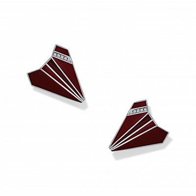 Airplane stud earrings High Ceram Burgundy